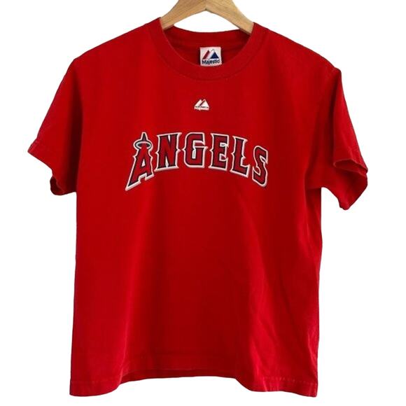 Majestic Anaheim Angels Boy's L Torri Hunter #48 Red Baseball Shirt - Picture 1 of 6